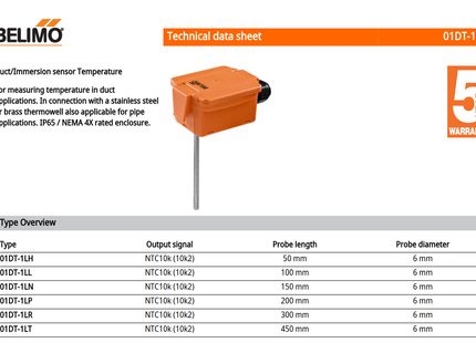 Belimo 01DT-1LR Duct/Immersion Sensor Temperature