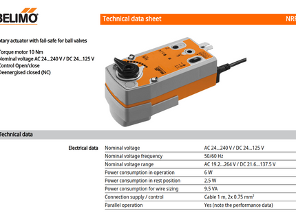 Belimo NRFA Rotary Actuator with Fail-Safe for Ball Valves