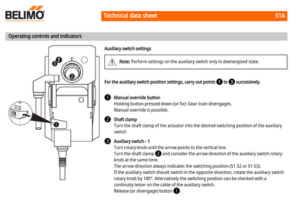 Belimo S1A auxillary switch